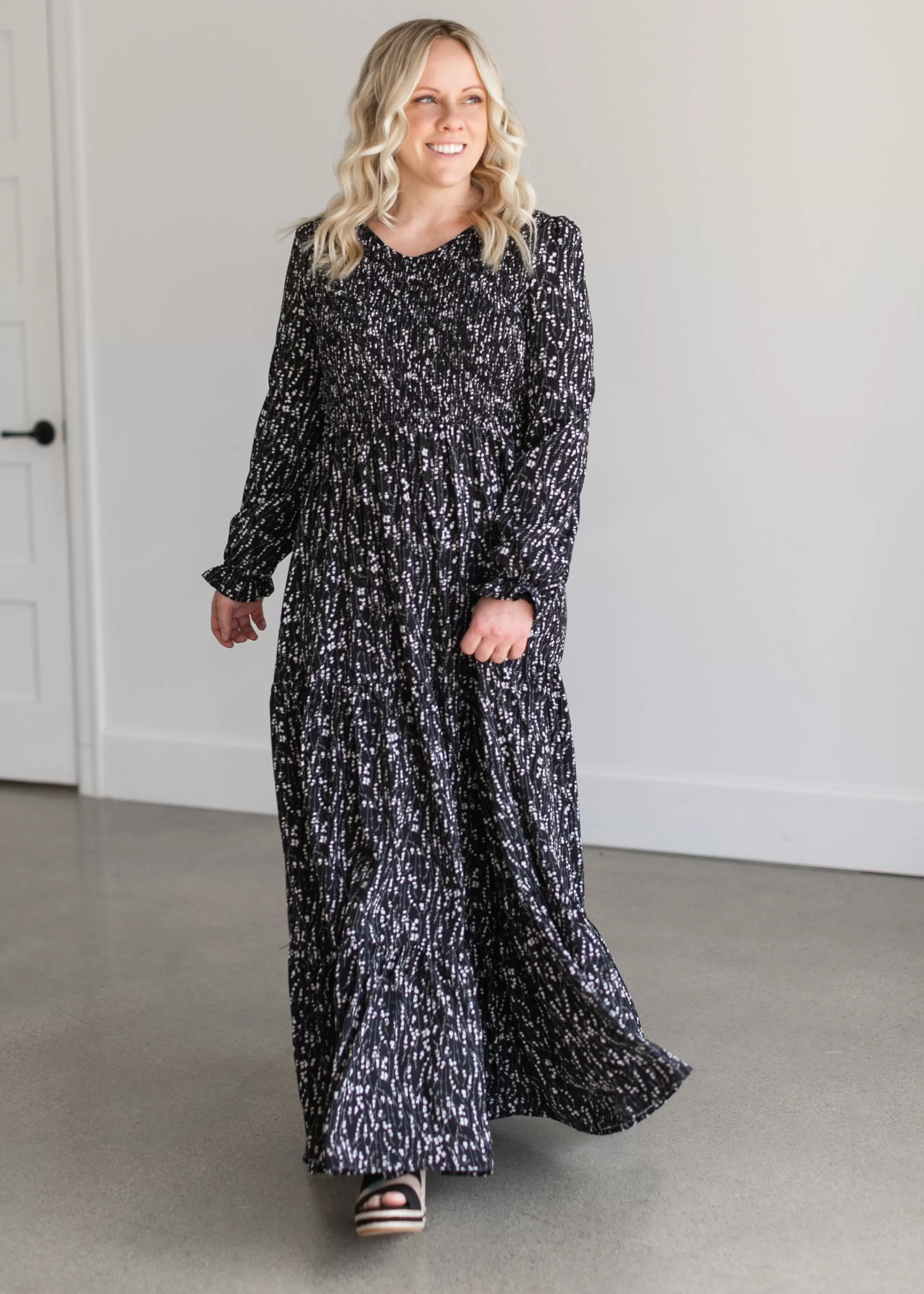 * Aurora Floral Long Sleeve Maxi Dress Clearance