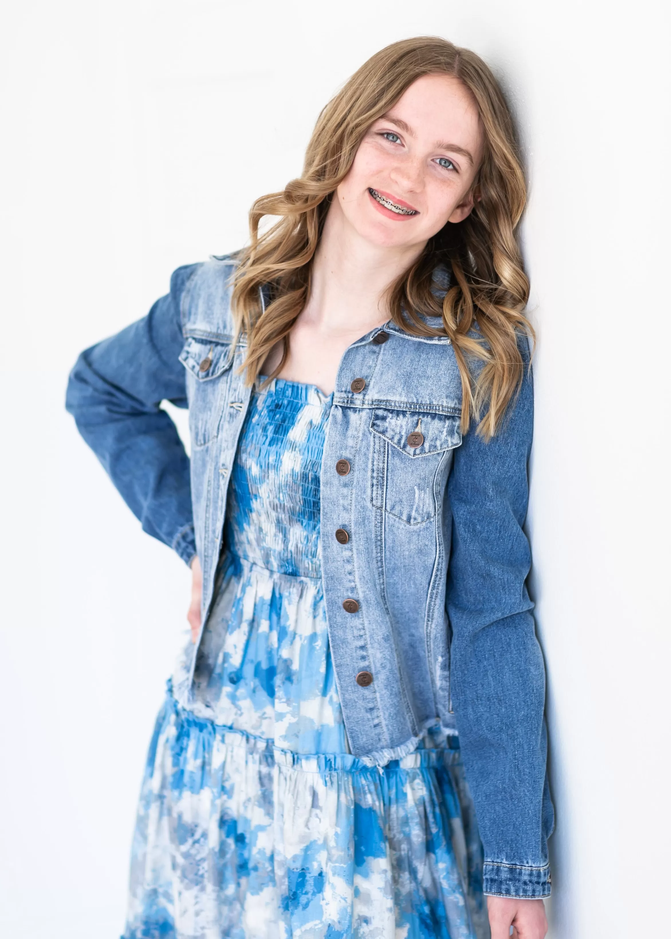 Pinch Blue And Gray Watercolor Midi Dress Hot