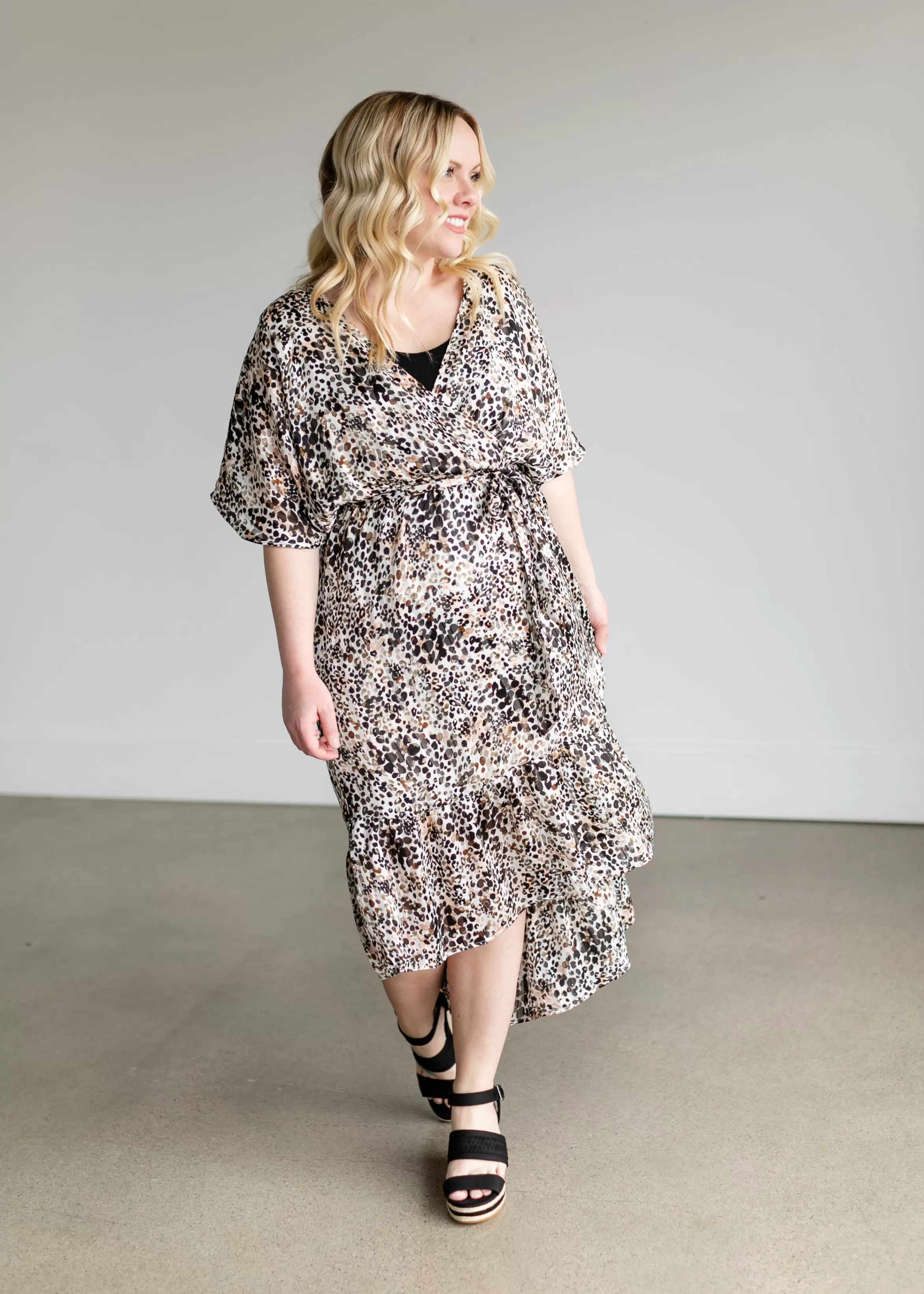 Apricot Inc Cheetah Print High Low Midi Dress Hot