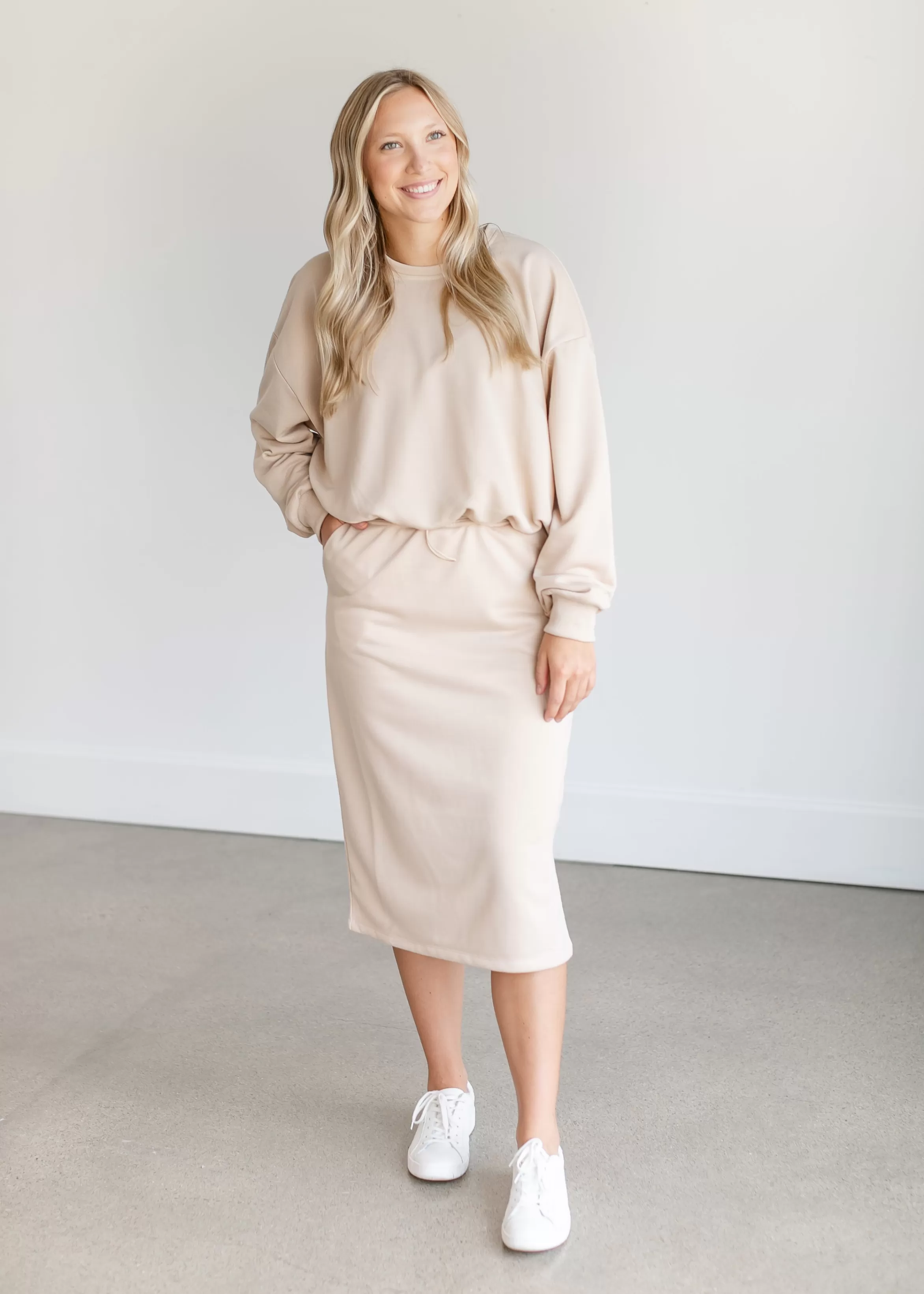 Wishlist Cinched Waist Sweatshirt Midi Skirt Online