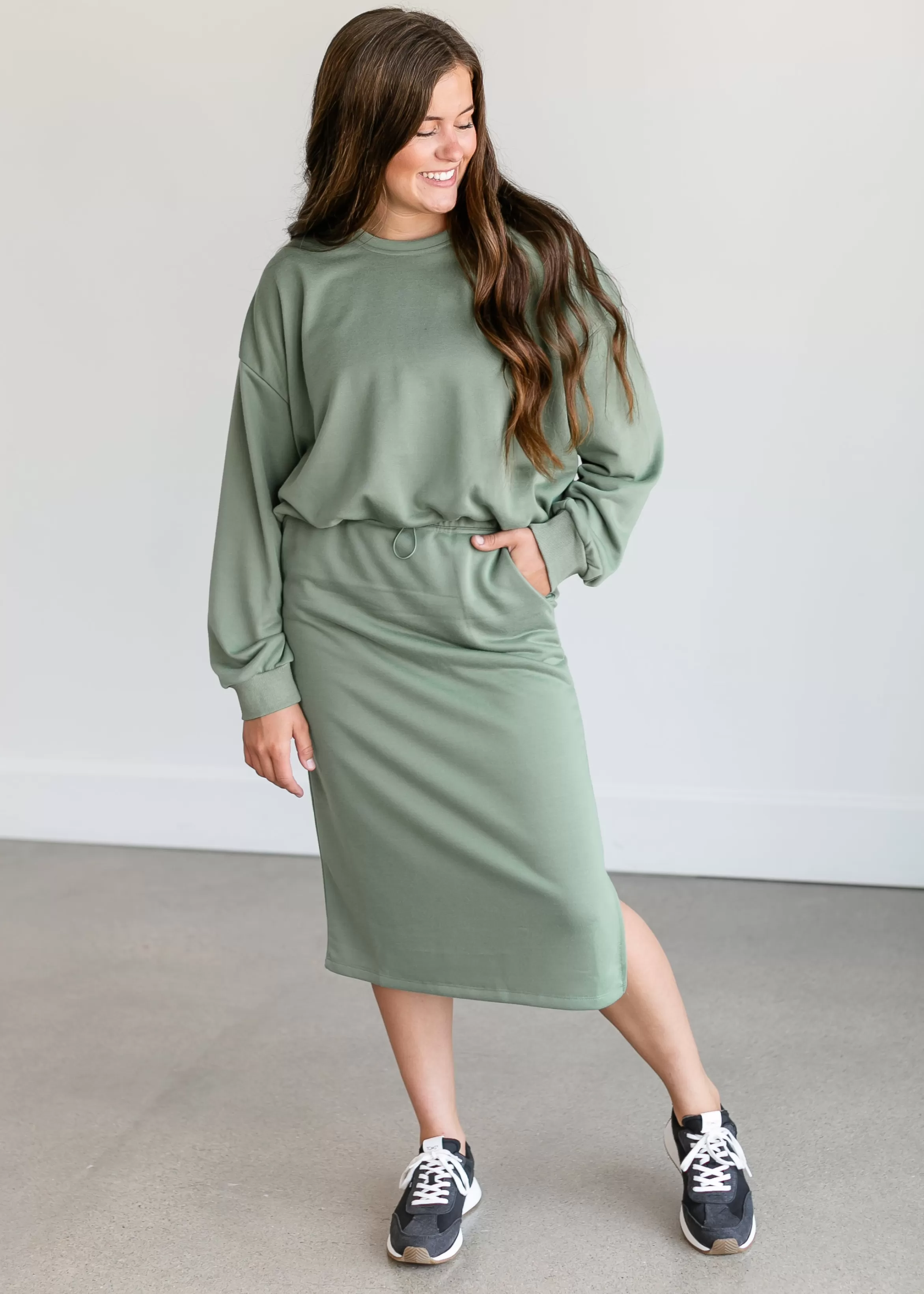 Wishlist Cinched Waist Sweatshirt Midi Skirt Online