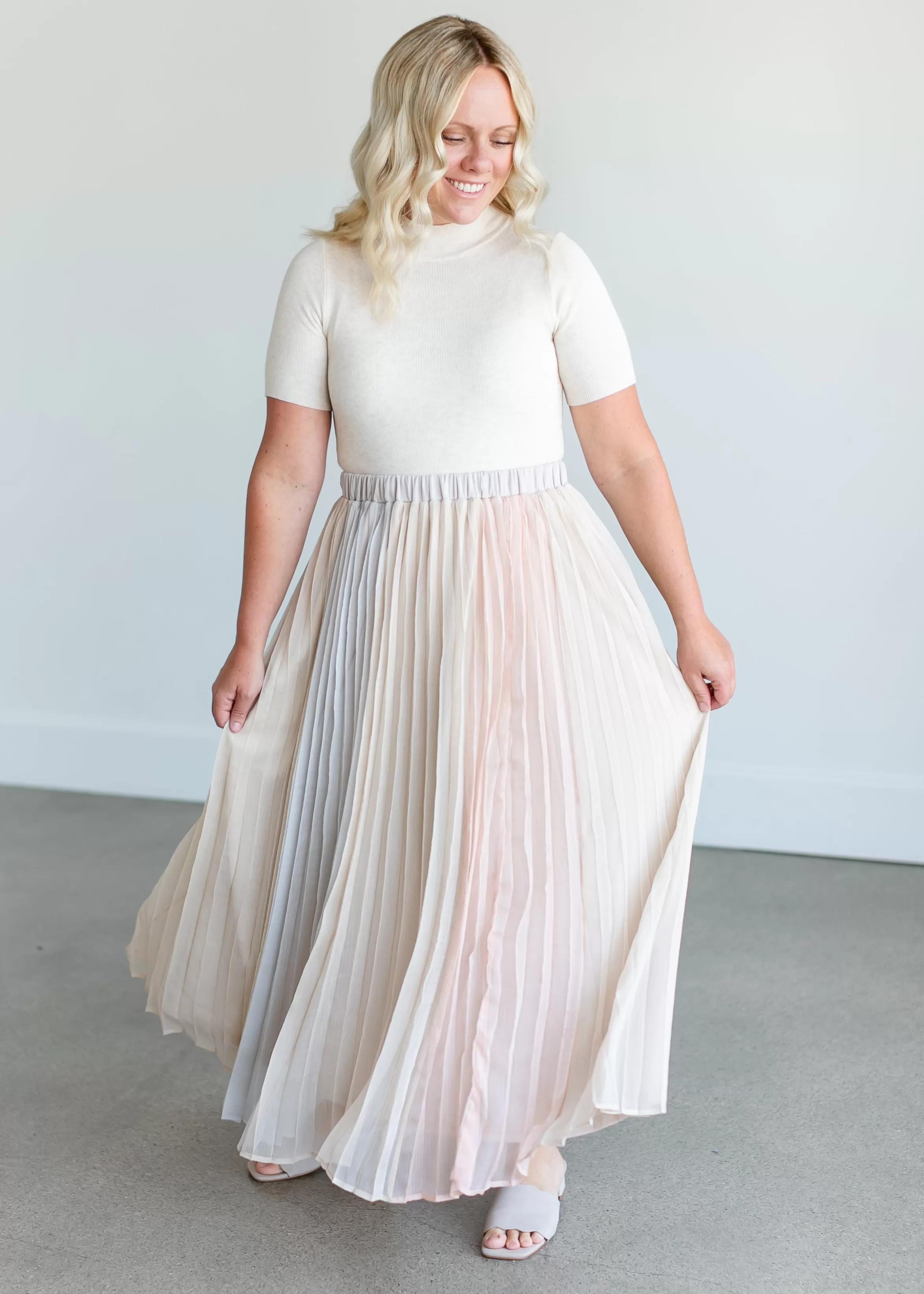 Polagram + BaeVely Colorblock Pleated Maxi Skirt Best