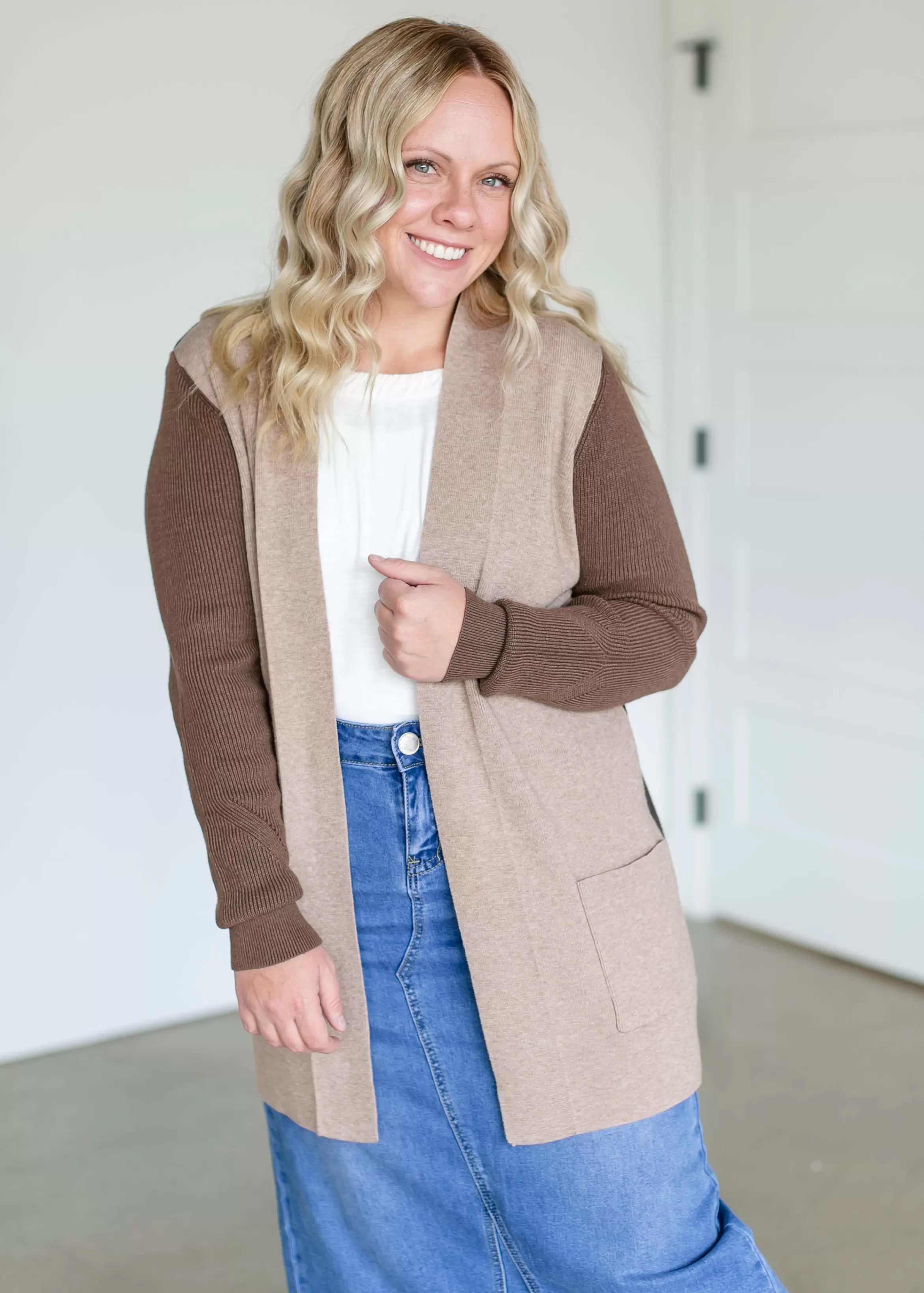 Staccato Colorblocked Open Front Cardigan Cheap