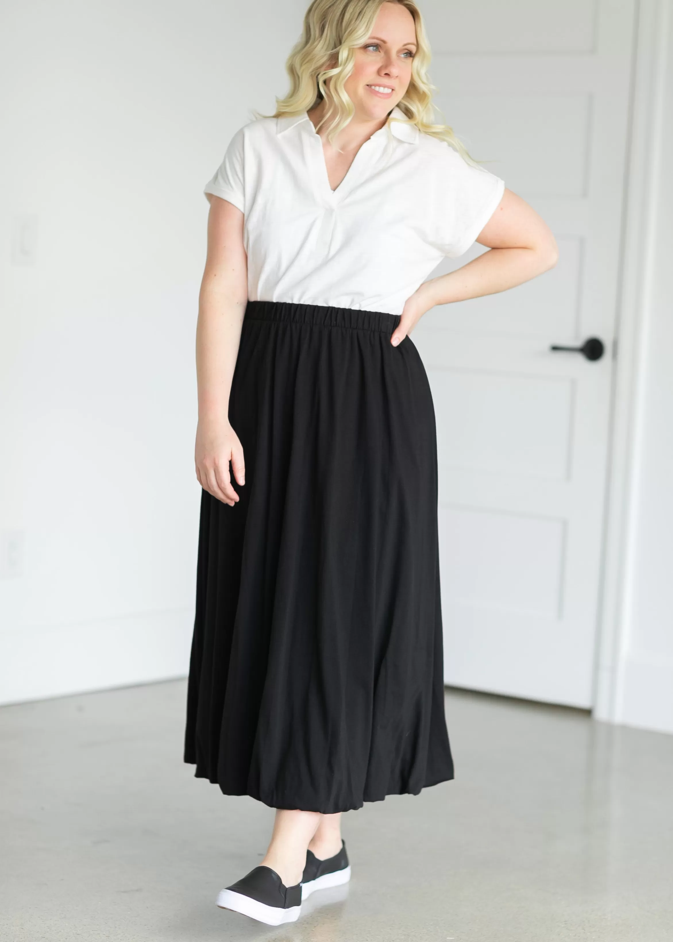 Tres Bien Cotton Bubble Hem Midi Skirt Hot