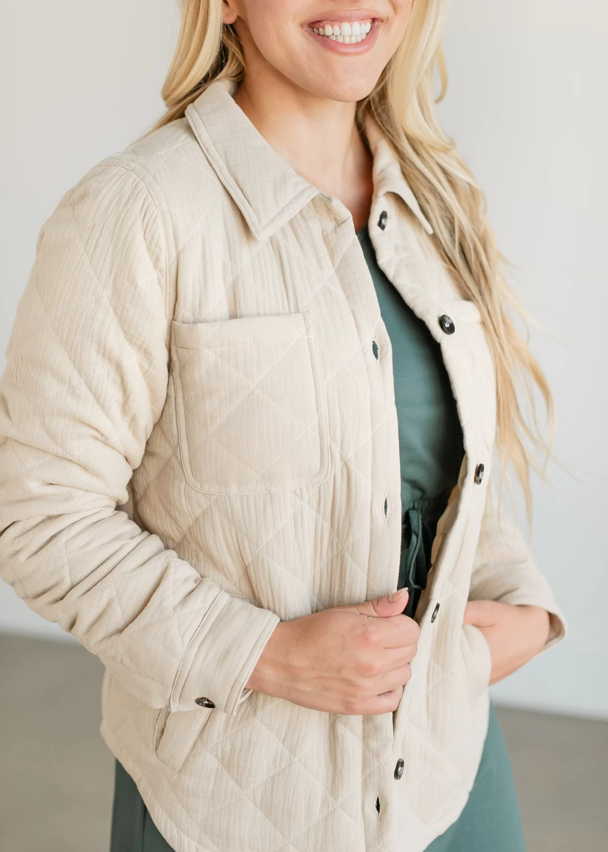 Staccato Cotton Quilted Button Up Jacket Sale