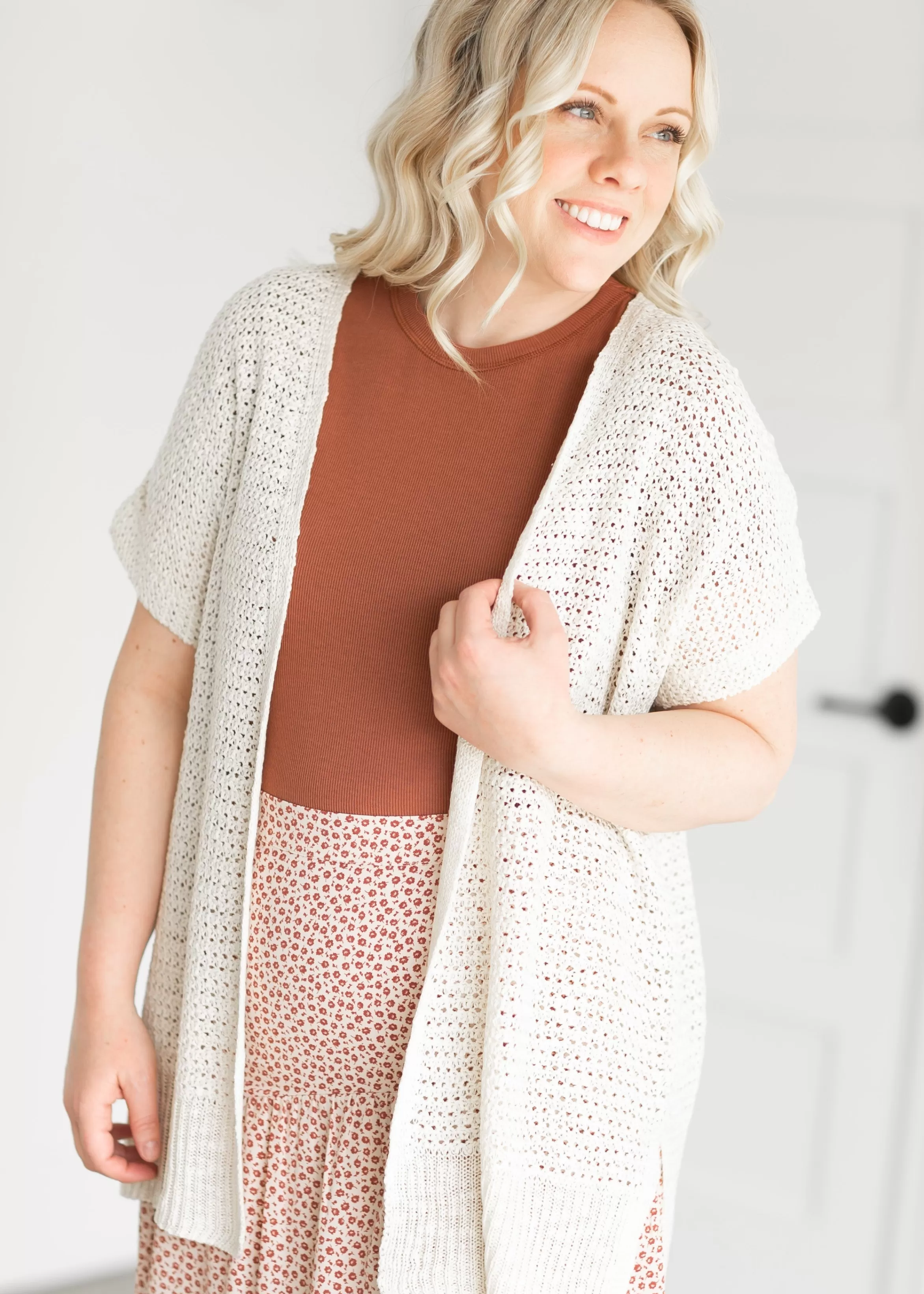 Wishlist Crocheted Open Front Knit Cardigan Discount