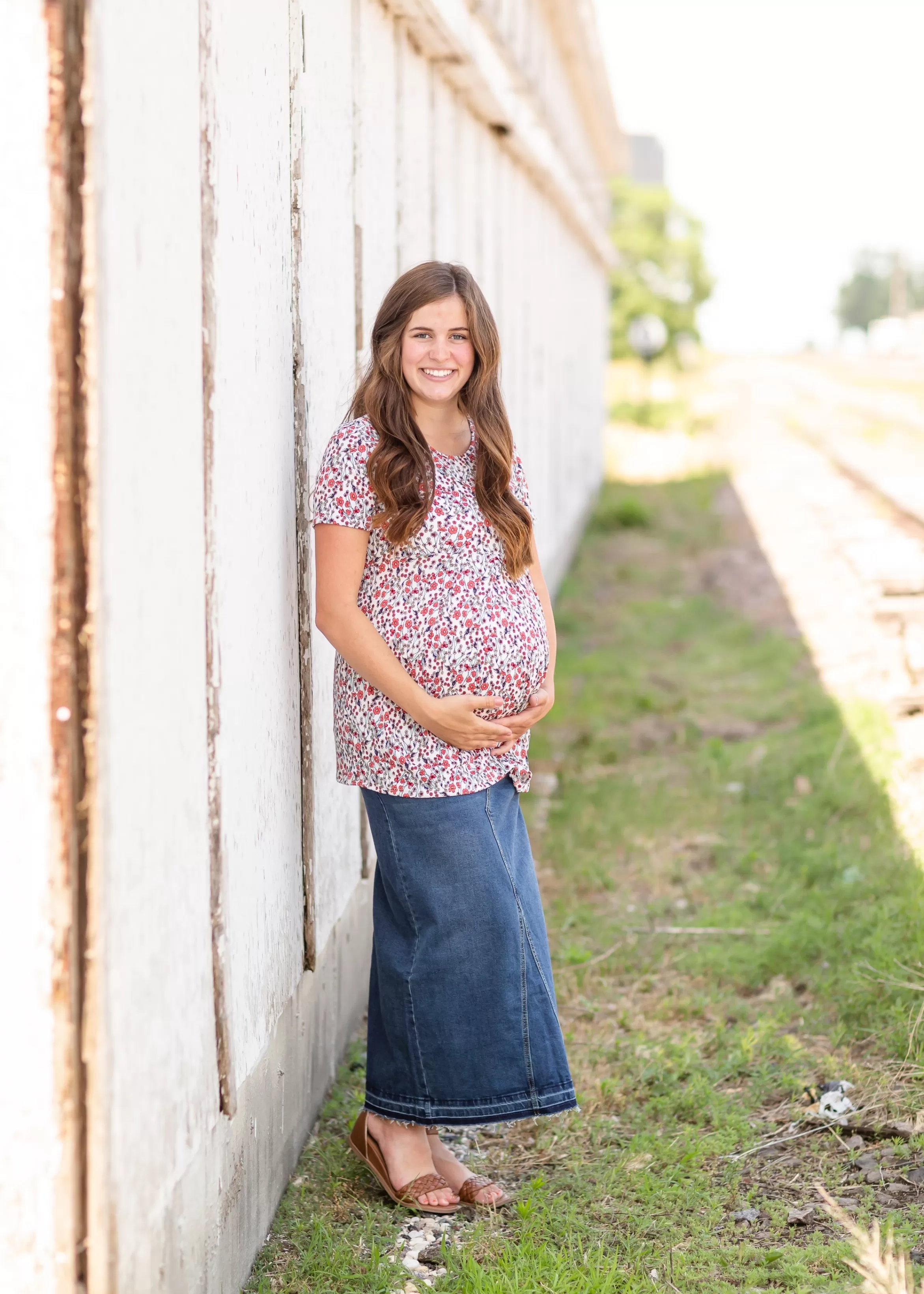 * Elise Maternity Long Denim Skirt Hot