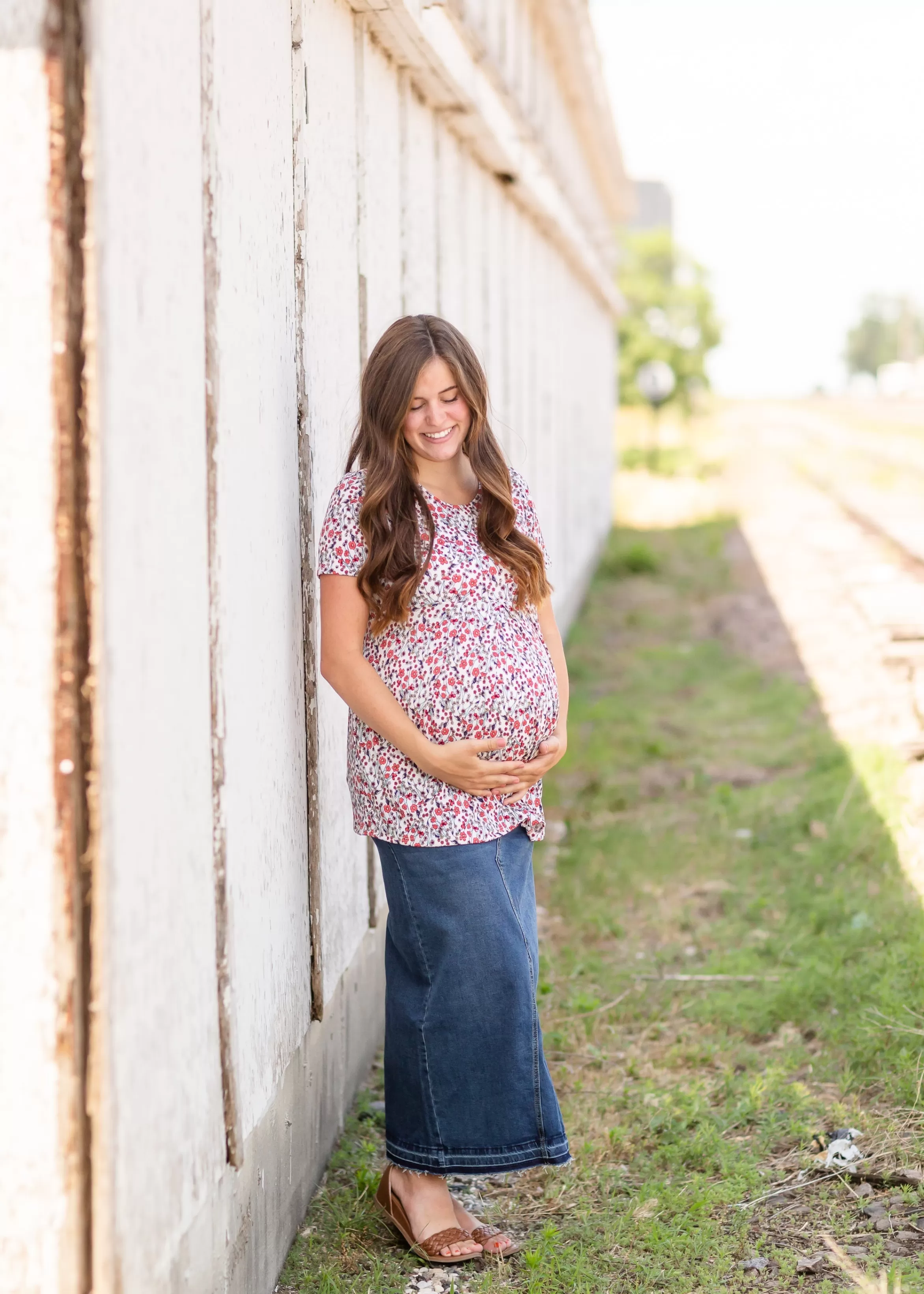 * Elise Maternity Long Denim Skirt Hot