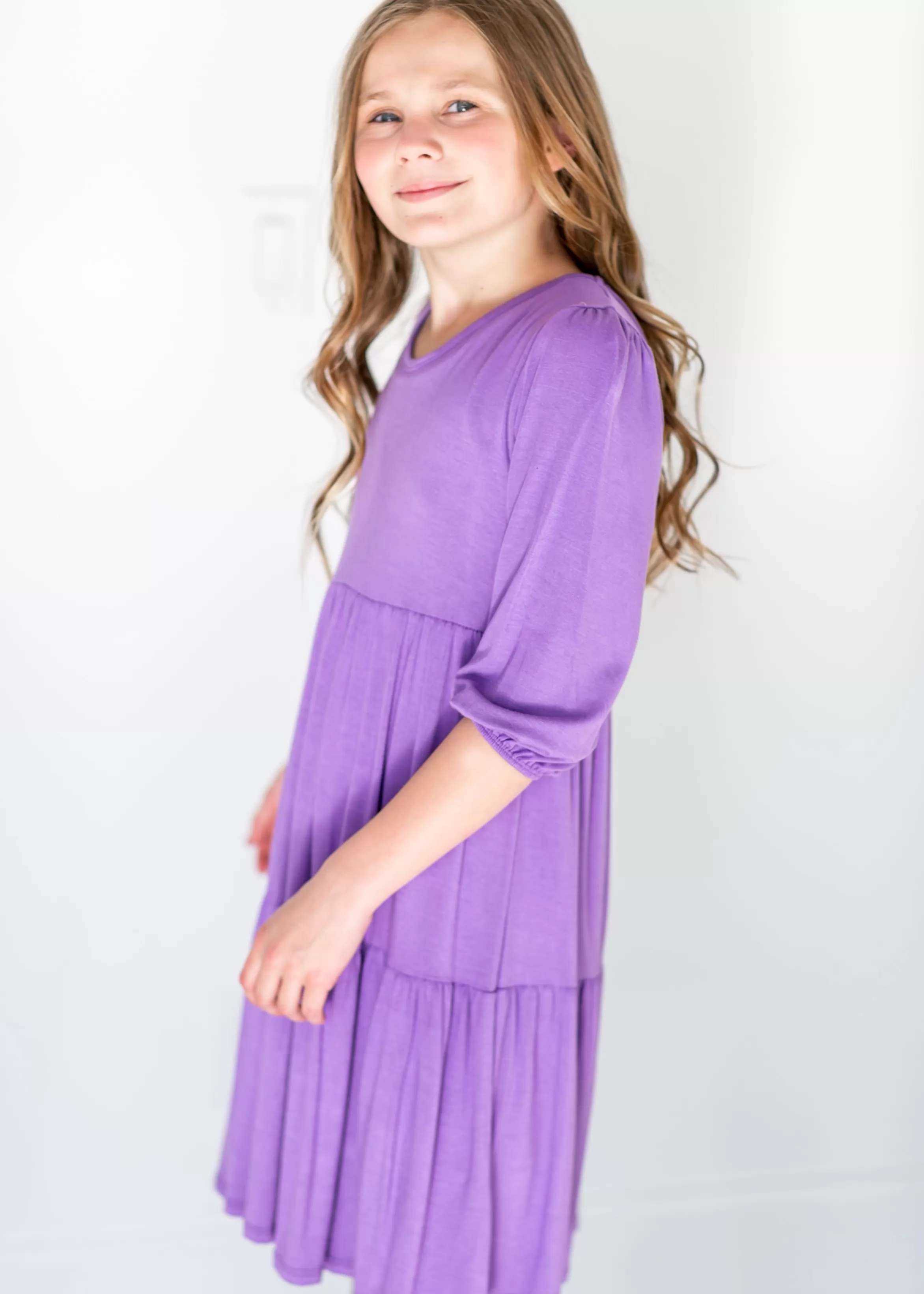 GTOG Girl's 3/4 Sleeve Tiered Midi Dress Flash Sale