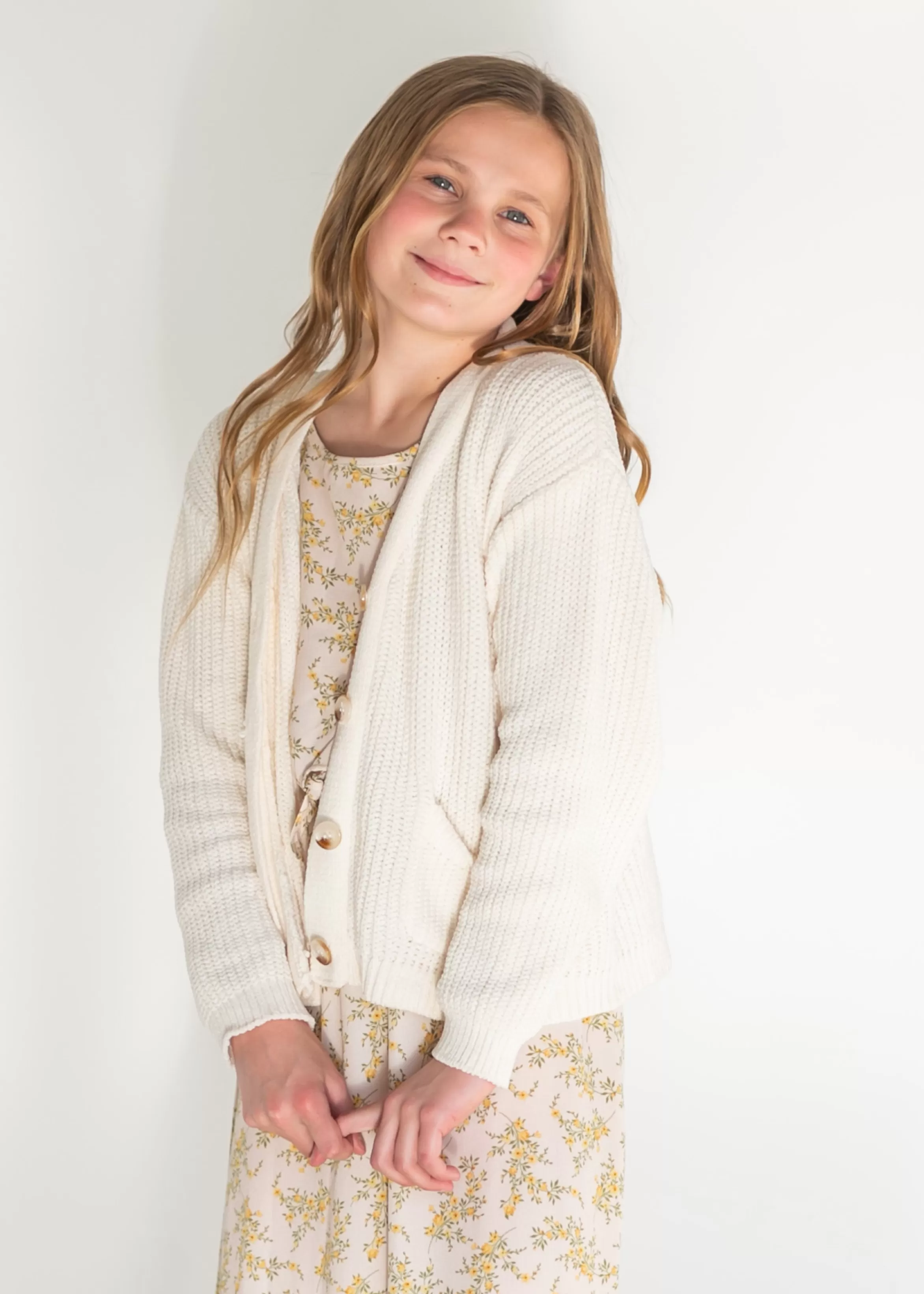 Heart and Arrow Girl's Chenille Front Button Cardigan Outlet