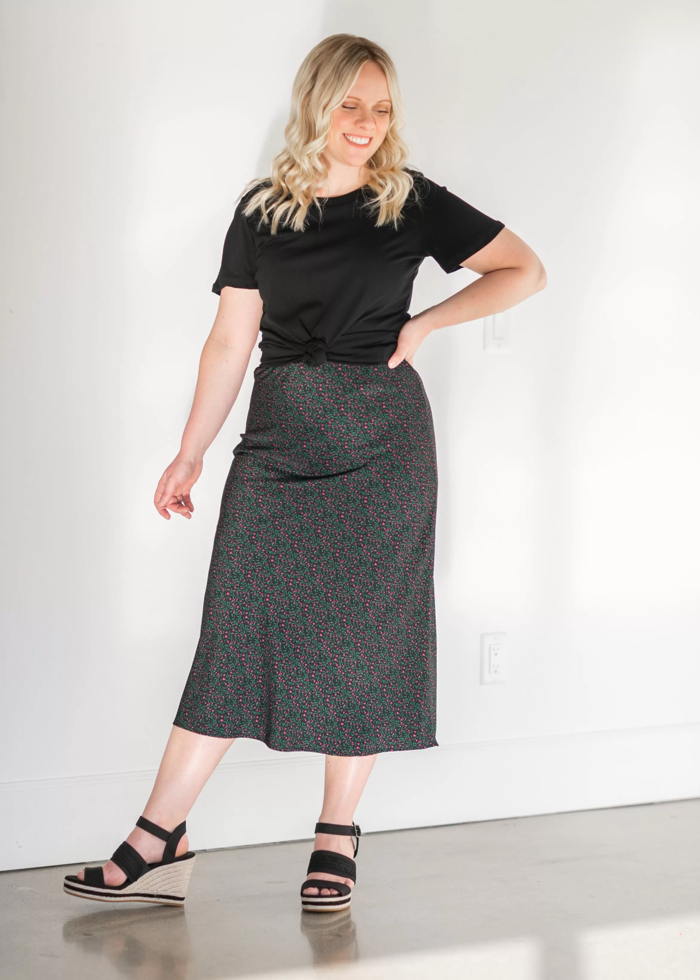 Staccato High Waist Ditsy Floral Midi Skirt Sale