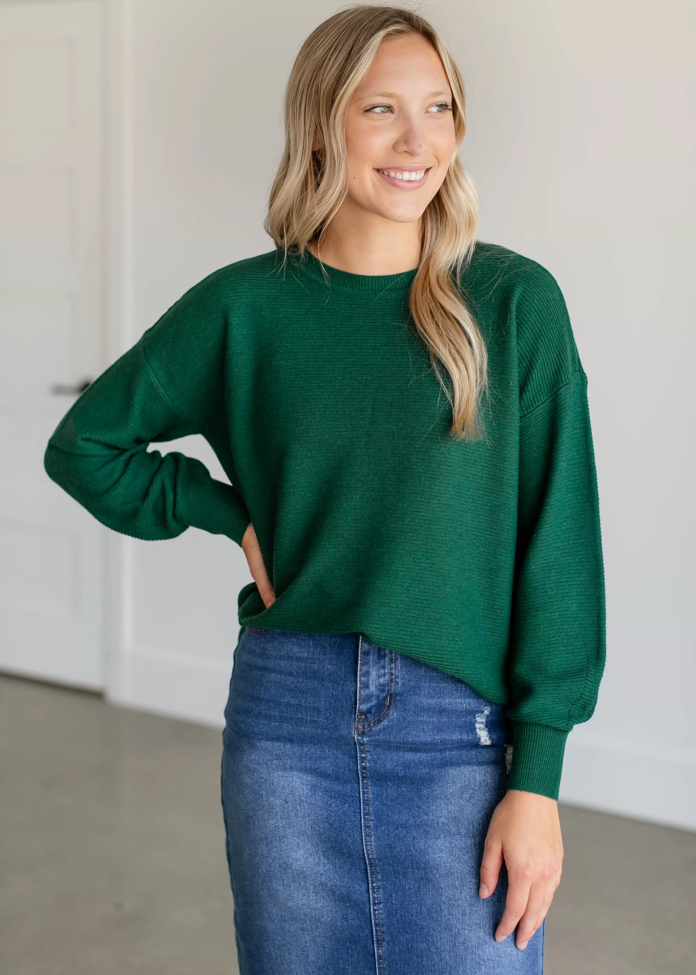 Staccato Horizontal Ribbed Crewneck Sweater Sale