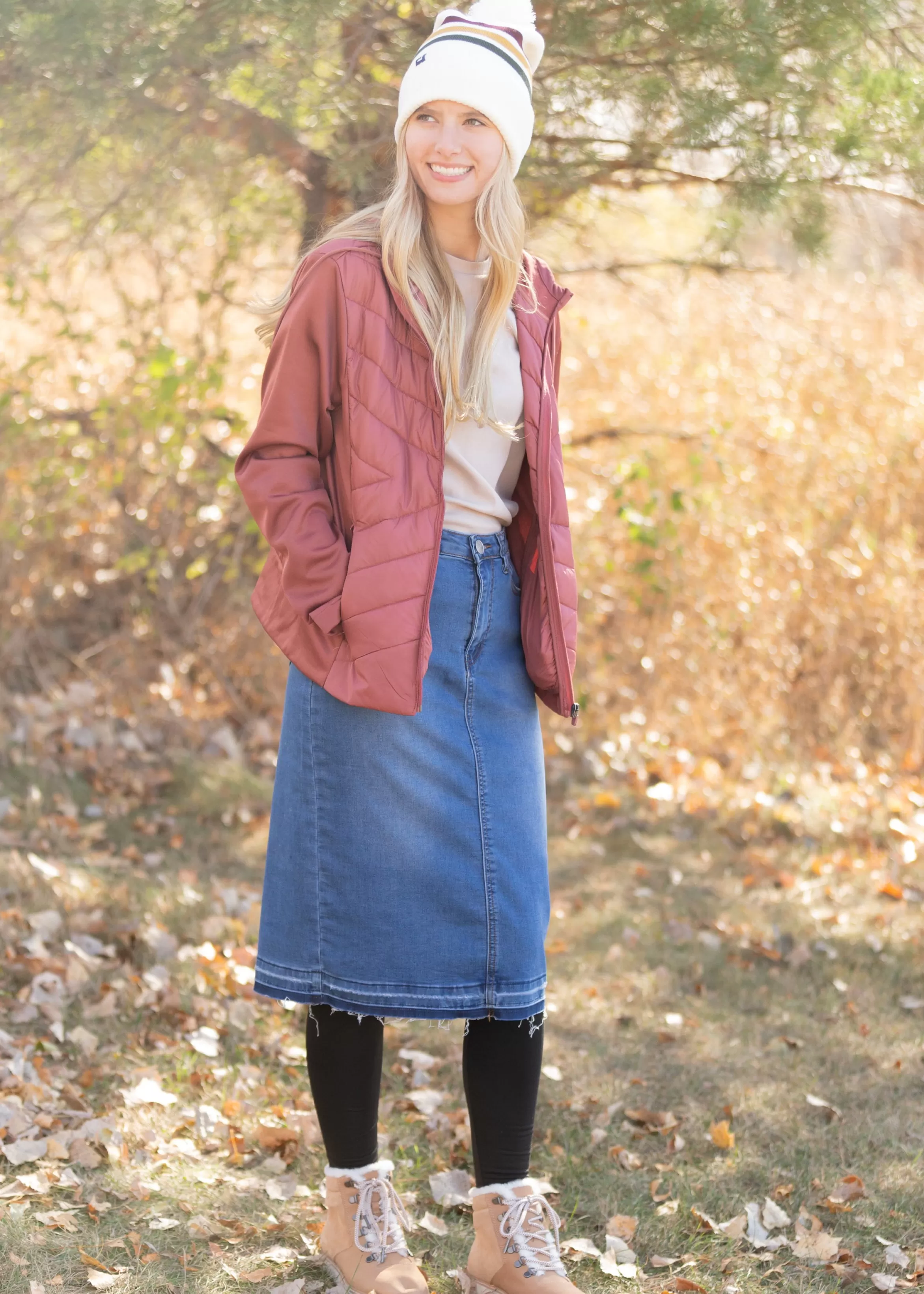 * Jacki Distressed Raw Hem Denim Midi Skirt Online