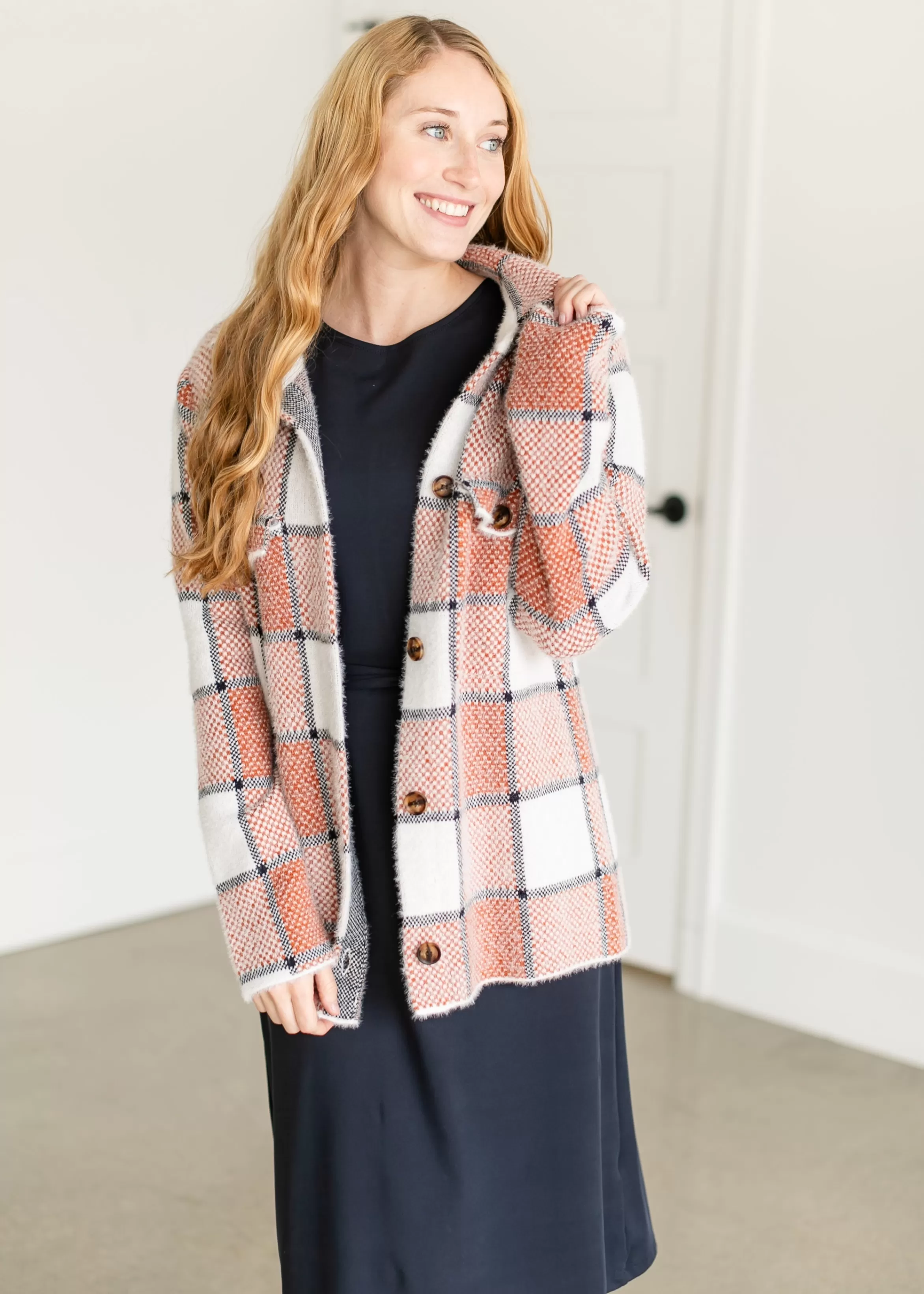 Staccato Jaquard Checkered Button Up Shacket Hot