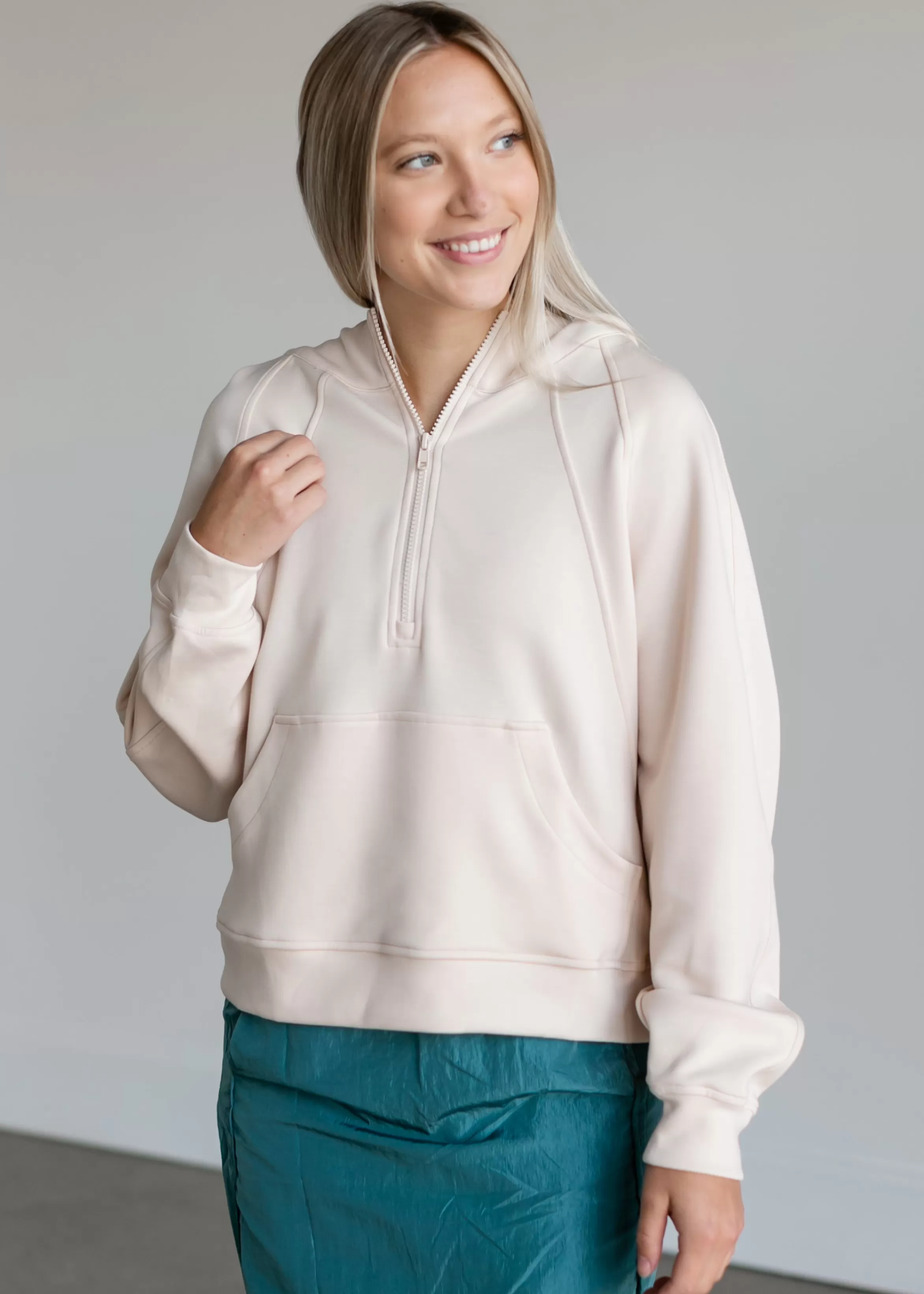 Wishlist Lightweight Half Zip Hoodie Sweatshirt Fashion