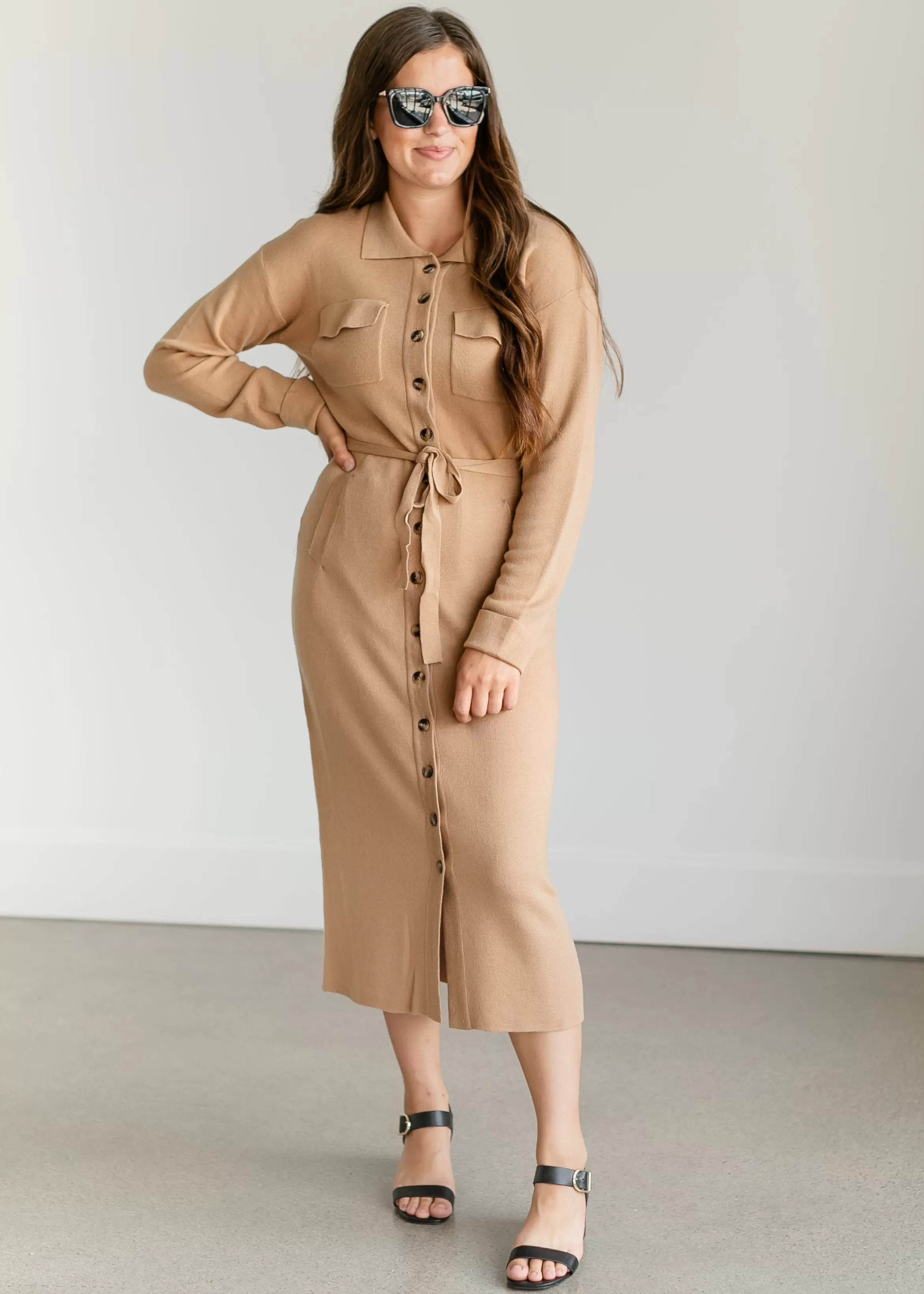 Heartloom Melina Button-Up Knit Midi Dress Cheap