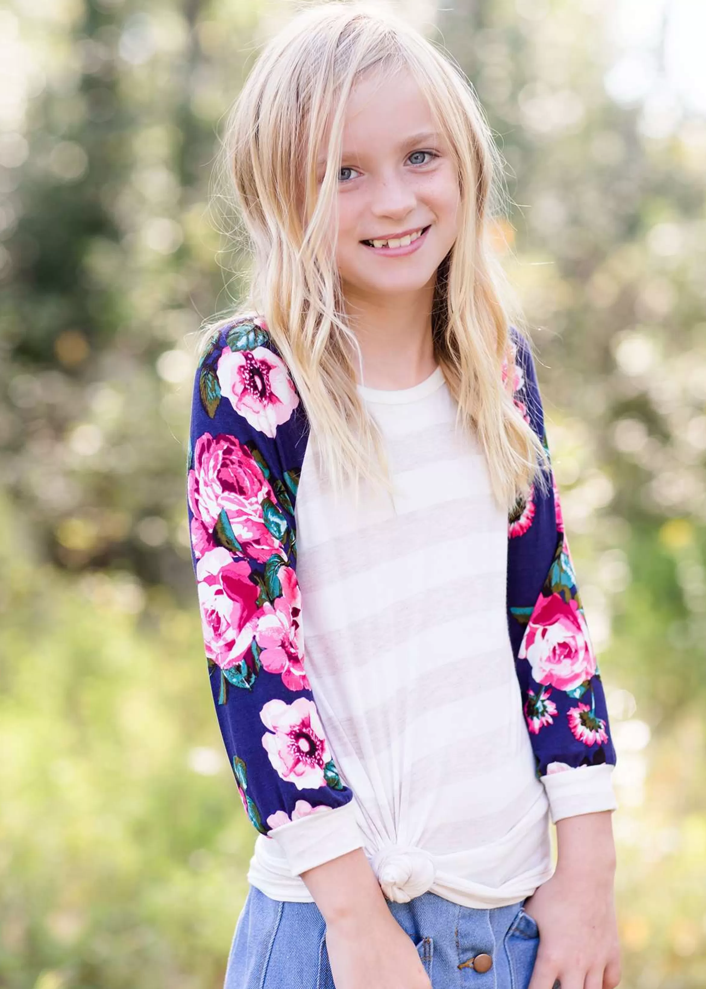 PS Kate Modest Girls Southern Floral Stripe Top | Inherit Clothing Company Flash Sale