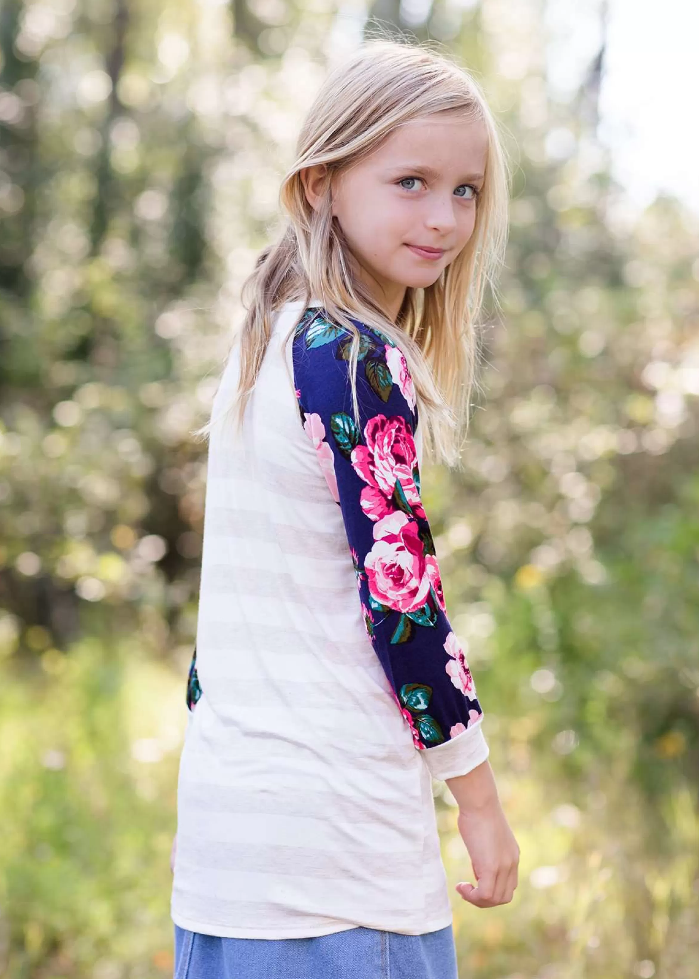 PS Kate Modest Girls Southern Floral Stripe Top | Inherit Clothing Company Flash Sale