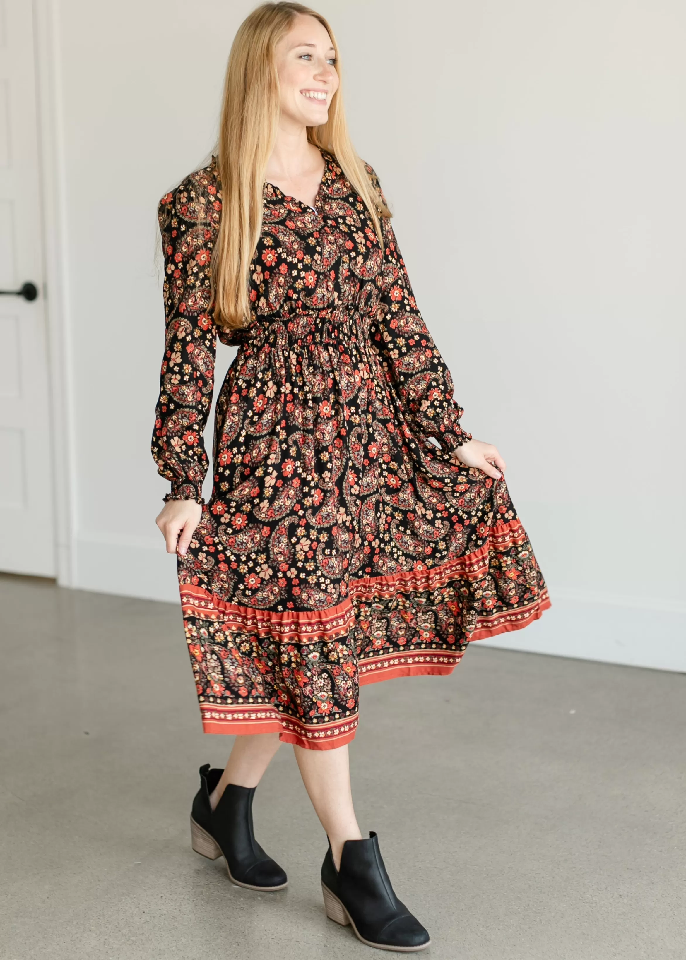 Apricot Inc Paisley Floral Midi Dress Cheap