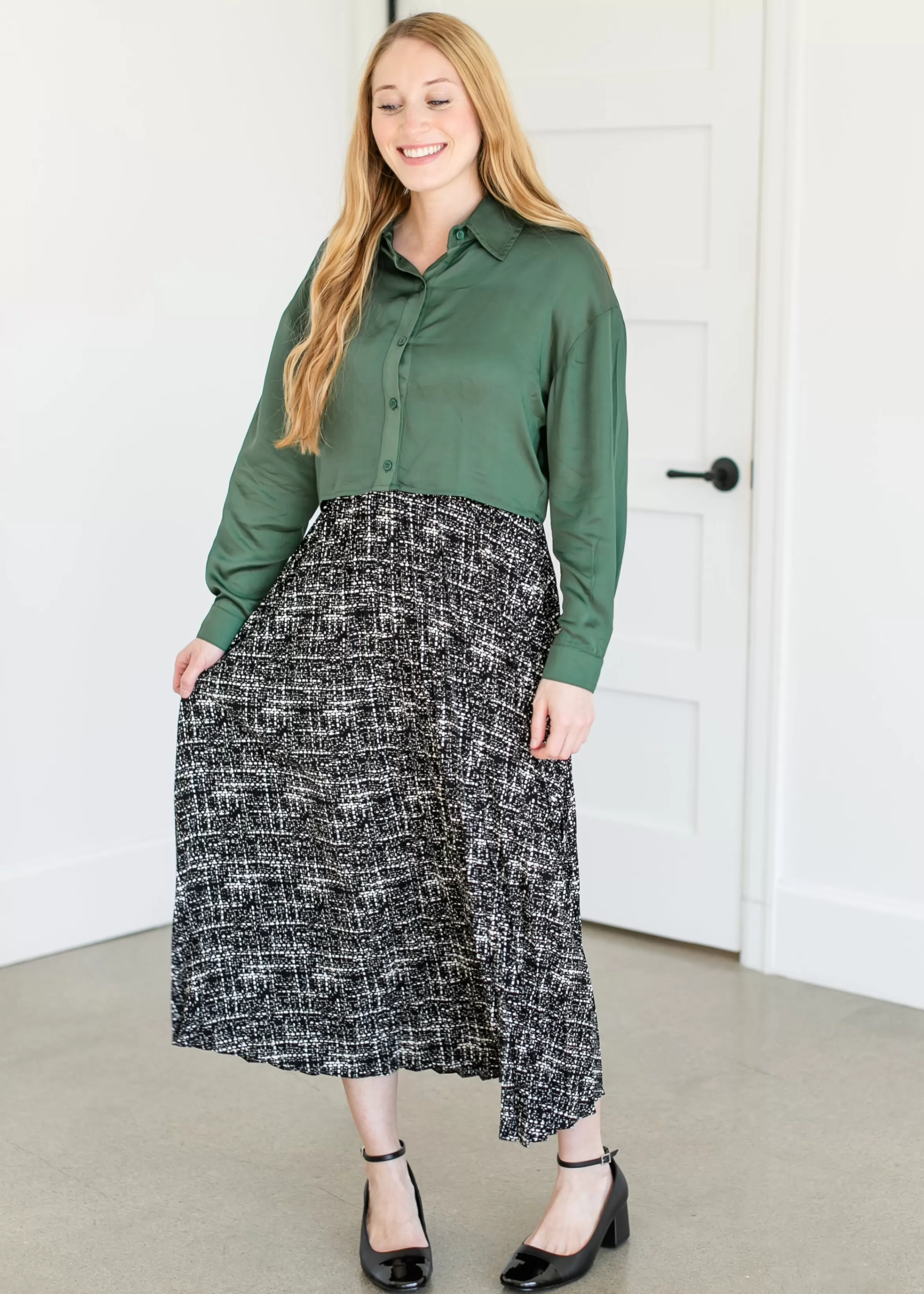 Grade & Gather Printed Pleated Maxi Skirt Store