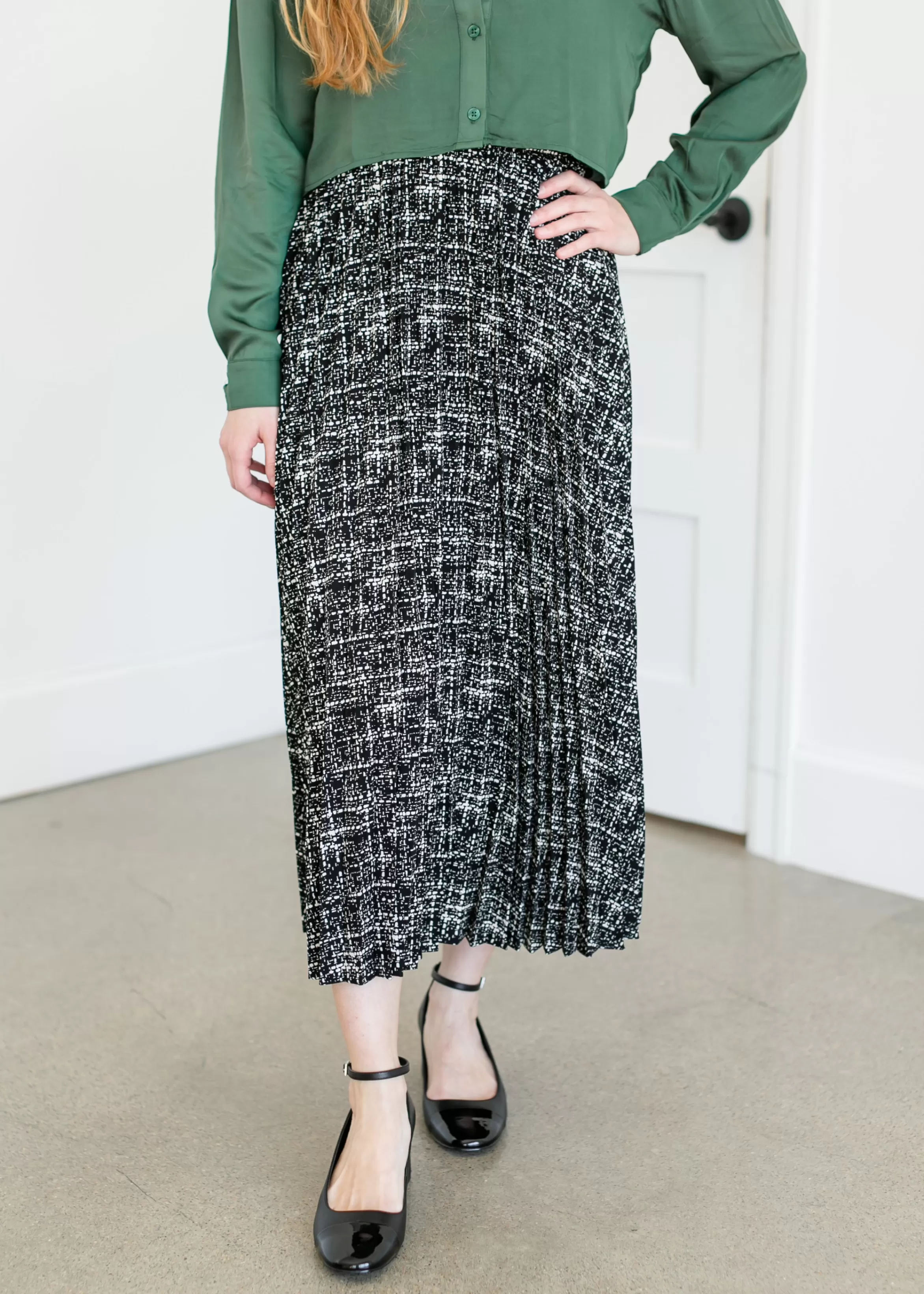 Grade & Gather Printed Pleated Maxi Skirt Store