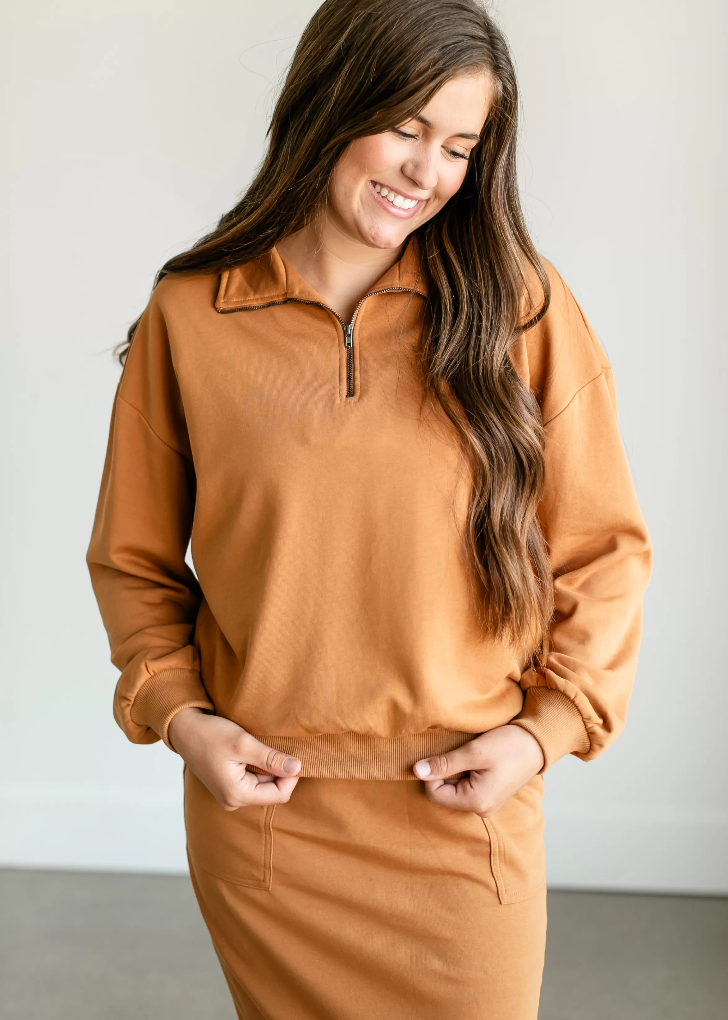 Tea N Rose Quarter Zip French Terry Sweatshirt Flash Sale