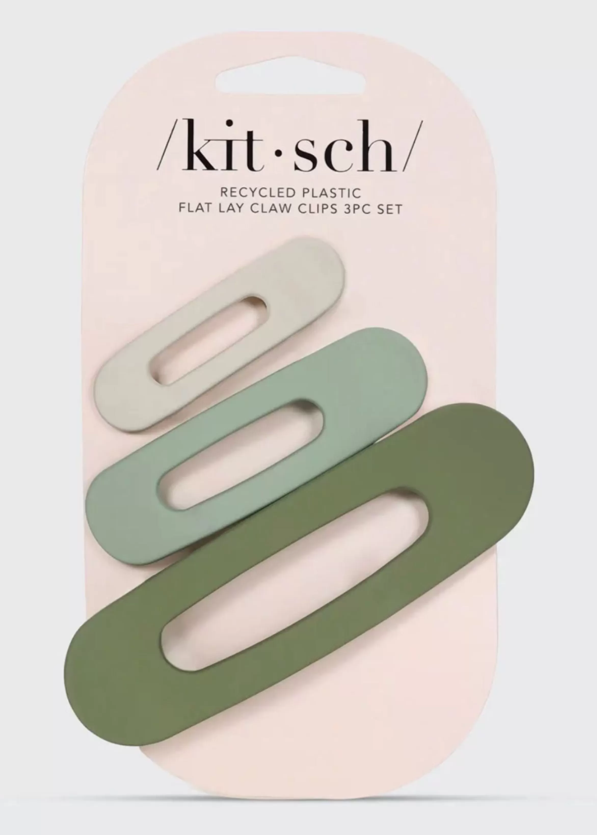 Kitsch Recycled Plastic Assorted Flat Lay Claw Clips 3Pc Set New