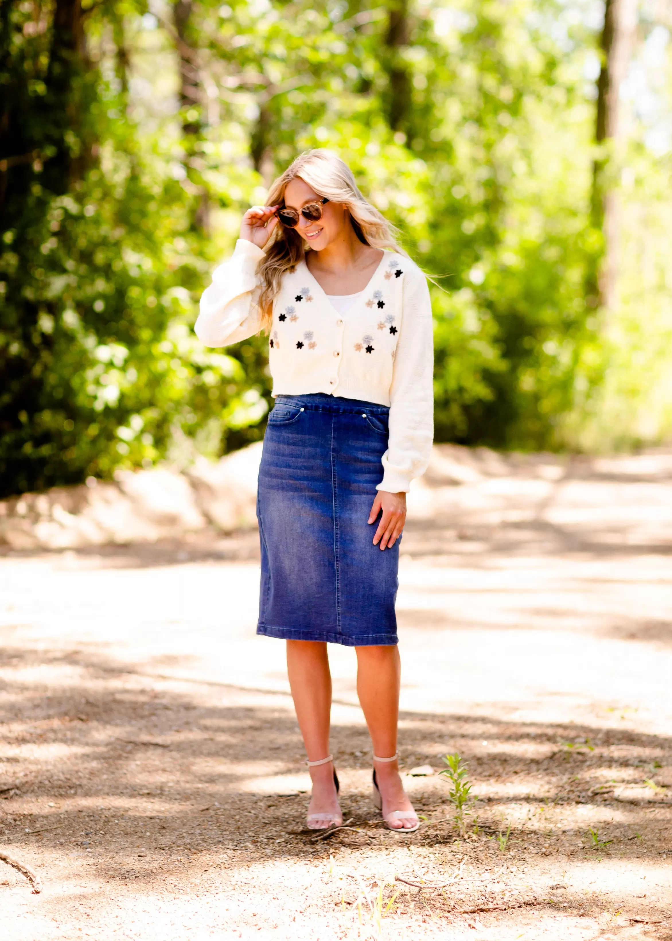 * Sandra Vintage Wash Midi Skirt Online