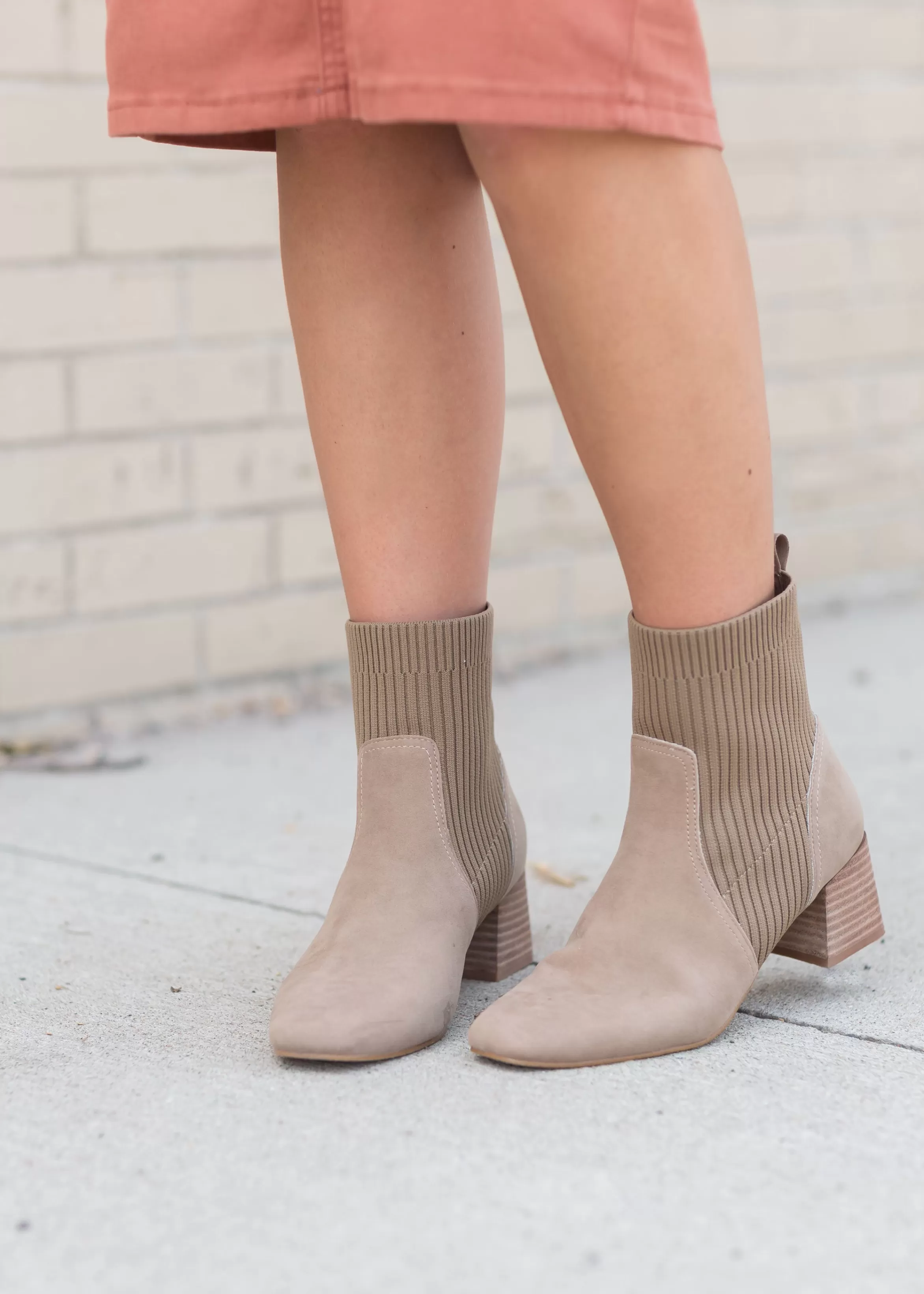 Oasis Society The Geraldine Suede Taupe Bootie Discount