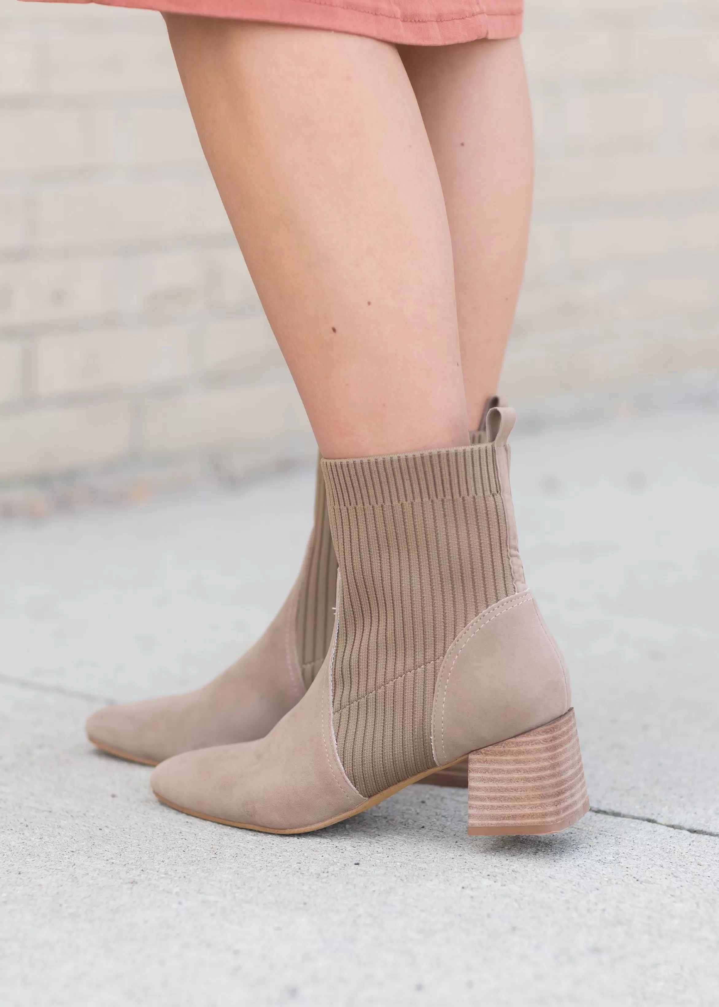 Oasis Society The Geraldine Suede Taupe Bootie Discount