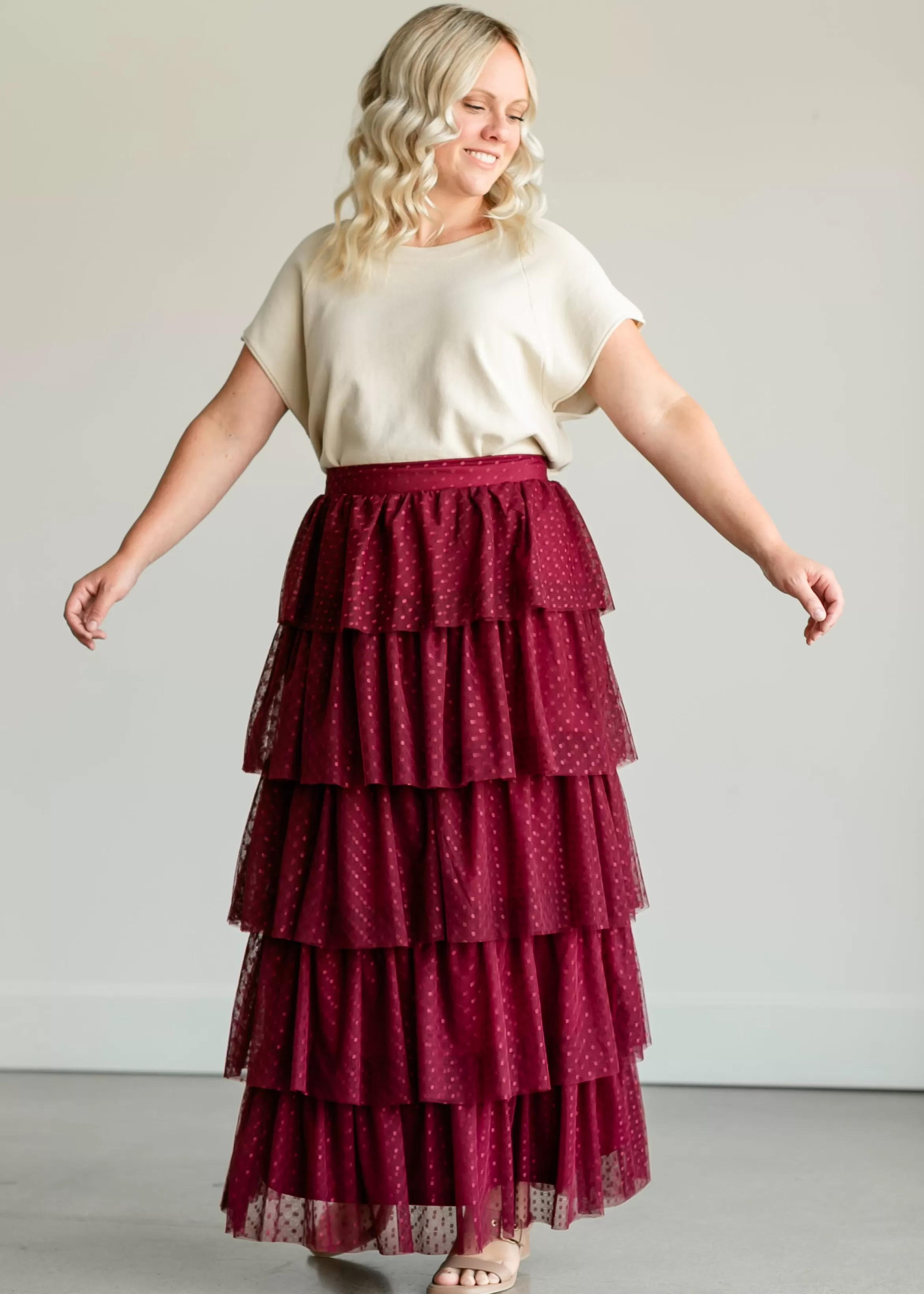 Tea N Rose Tiered Tulle Maxi Skirt Best Sale