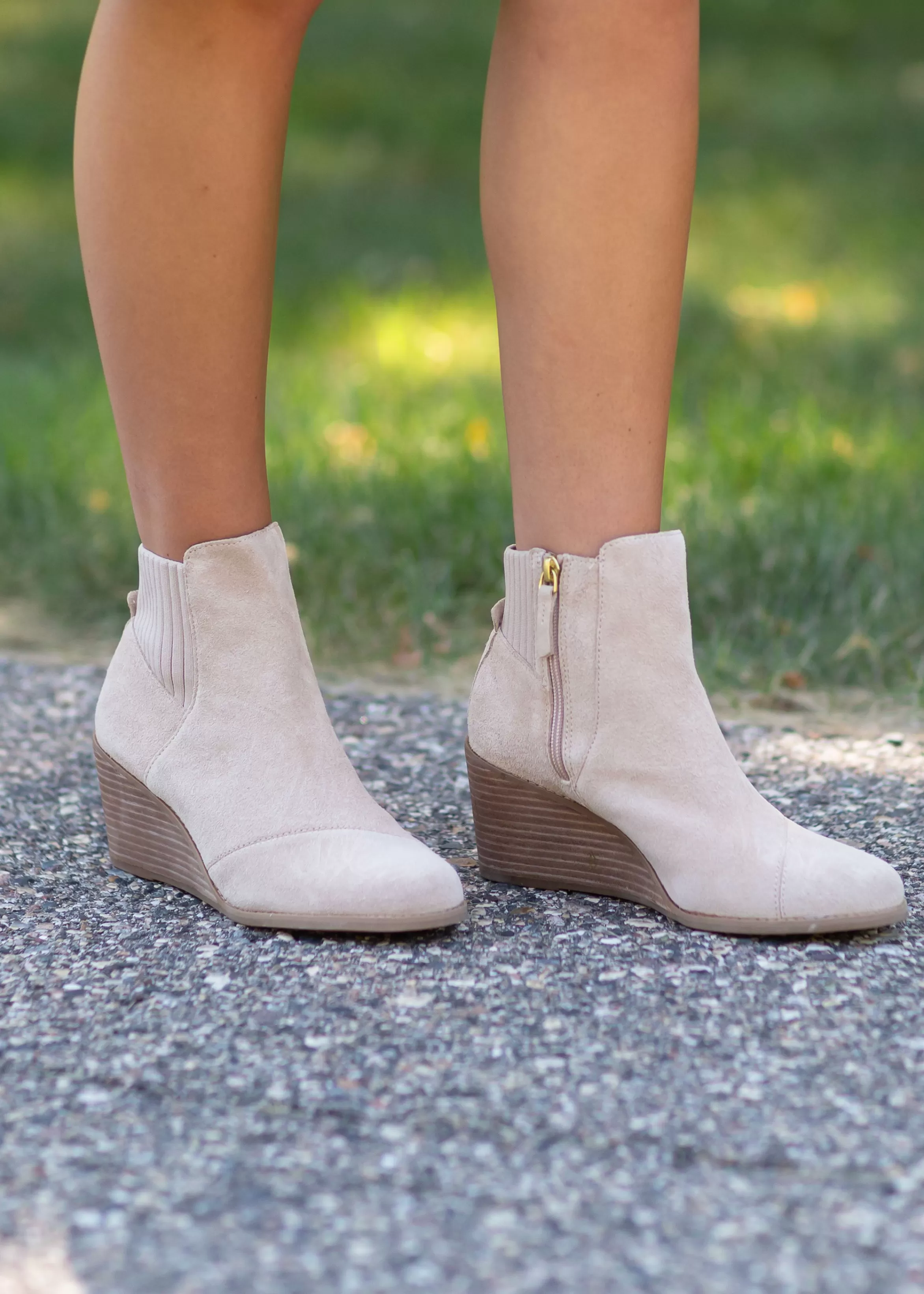 TOMS ® Sadie Suede Wedge Bootie Best