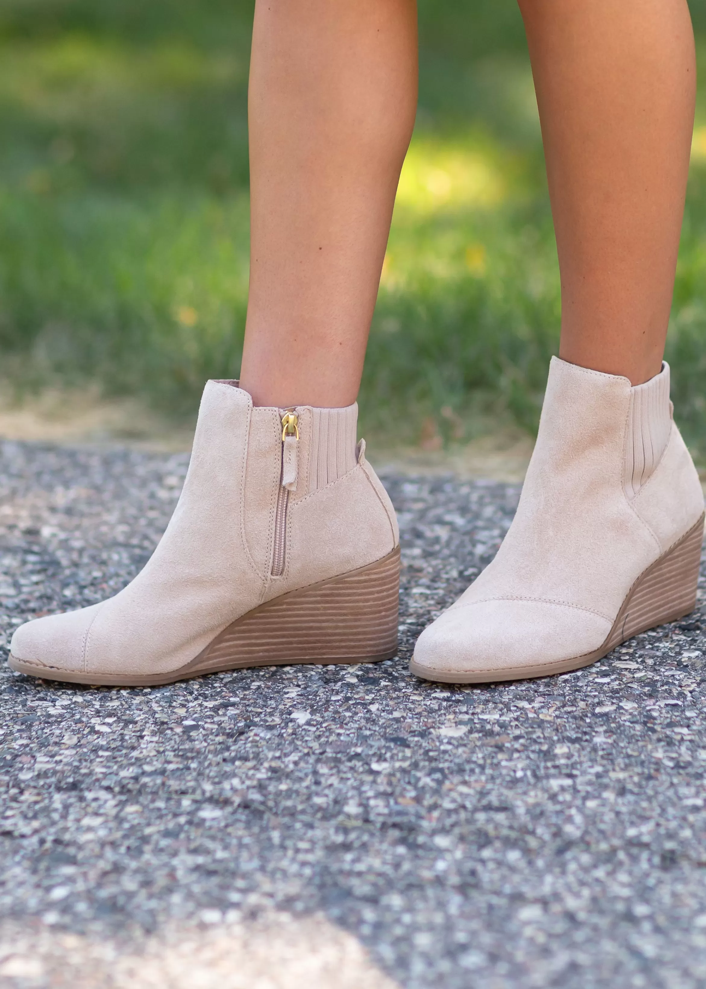 TOMS ® Sadie Suede Wedge Bootie Best