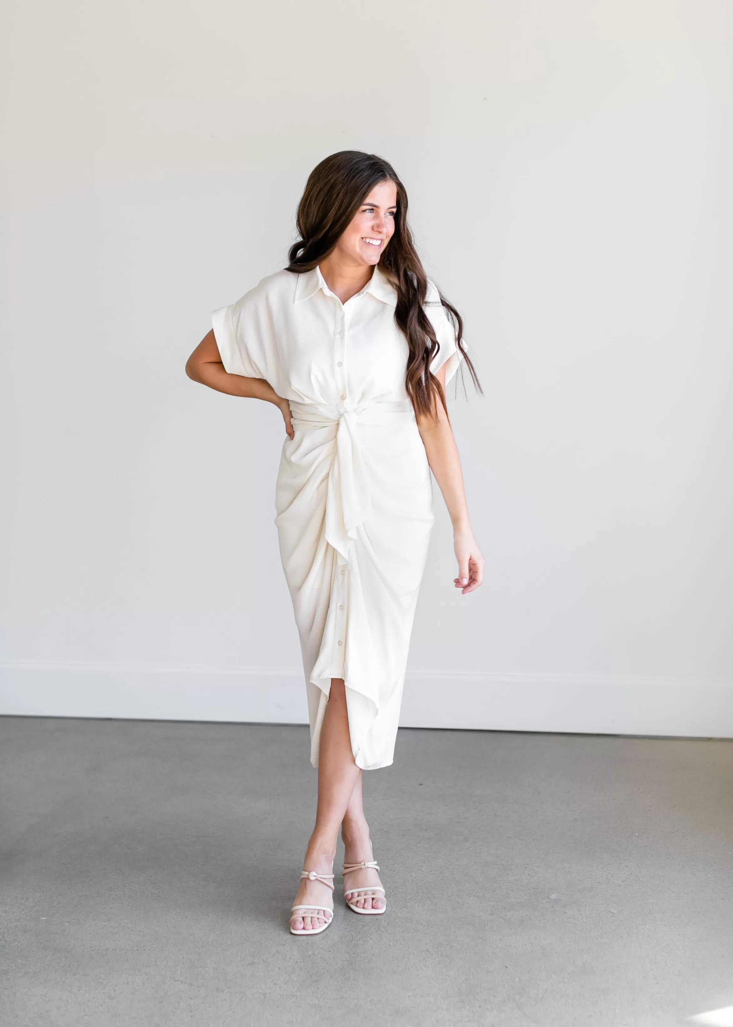 Steve Madden Tori Satin Button Up Shirt Dress Sale